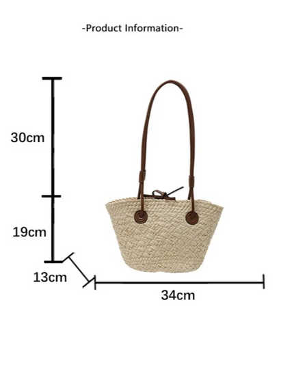 Handmade Straw Tote Bag Large Capacity Woven Brand
