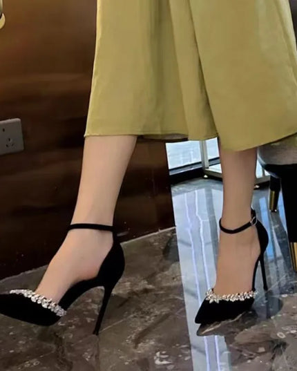 Black High Heels Women's Summer New One-Strap