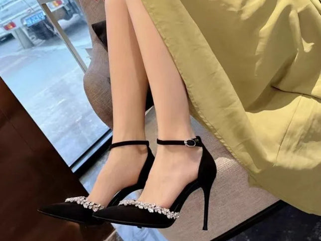 Black High Heels Women's Summer New One-Strap