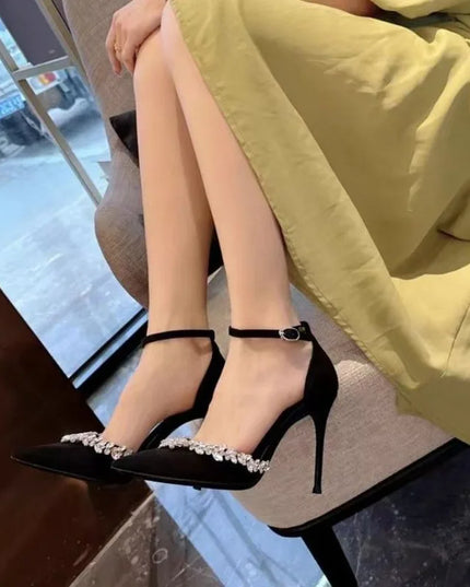 Black High Heels Women's Summer New One-Strap
