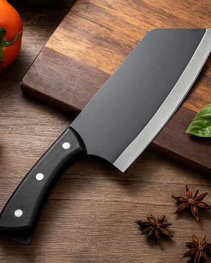The stainless steel kitchen knife is a lightweight and sharp tool suitable