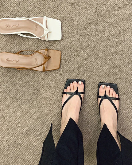 High Heels Comfortable New Summer Solid Leather Slippers Female