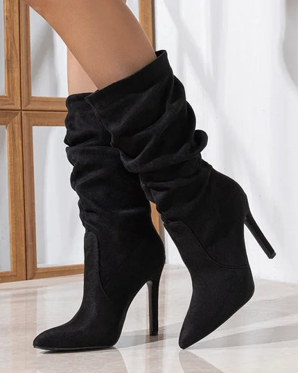 Eilyken New Design Pleat Thin High Heels Women Ankle