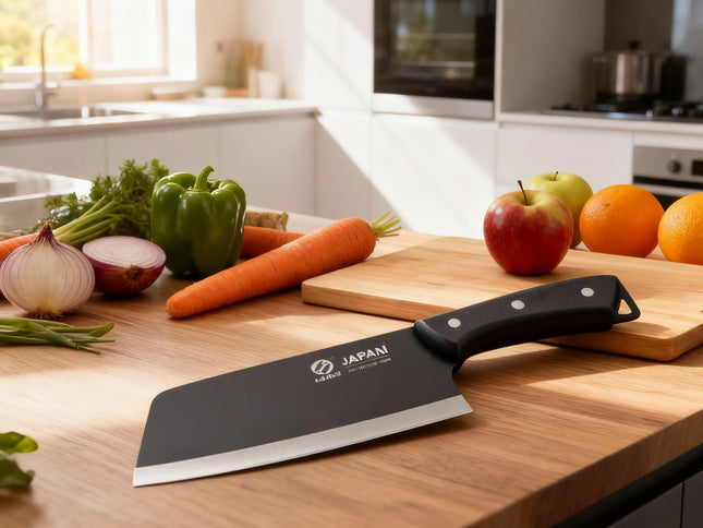 The stainless steel kitchen knife is a lightweight and sharp tool suitable