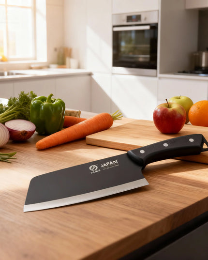 The stainless steel kitchen knife is a lightweight and sharp tool suitable