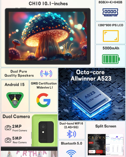 10.1"  Tablet Android 15 Tablet