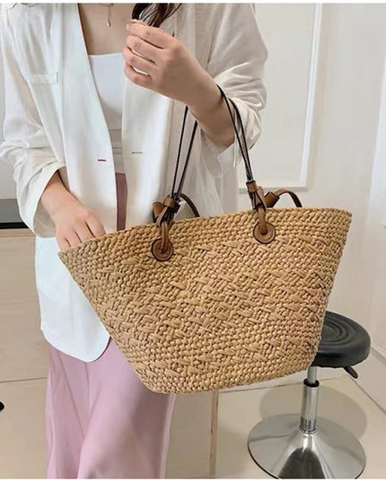 Handmade Straw Tote Bag Large Capacity Woven Brand