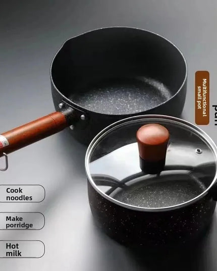 14cm/16cm Non-Stick Sauce Pan Soup Pot Wooden Handle