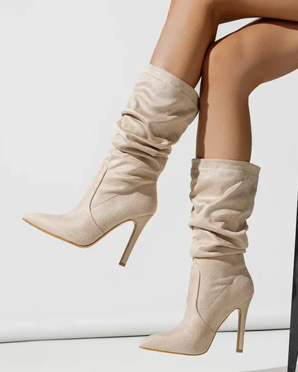 Eilyken New Design Pleat Thin High Heels Women Ankle