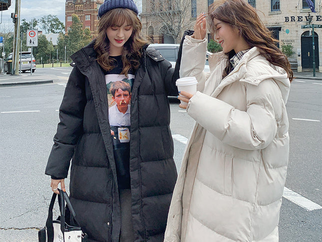 Women's Fashion Loose Temperament Below The Knee Cotton Clothes Hooded Jacket